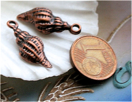1 Charm: Shell Snail Conch - 22 mm - Antique Copper tone