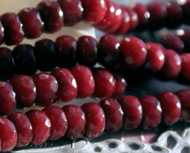 set/5 kralen: Echt Candy Jade - Facet Disc - 8x5,5 mm - Wijn-Rood Bordeaux