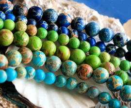 set/* beads: Sediment Jasper - Round - 6 or 8 mm - Aqua Turquoise or Lapis Cobalt Blue or Peridot Apple Green