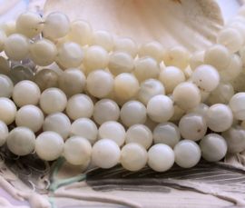 set/5 beads: natural Indian Moonstone - Round - 8 mm - White