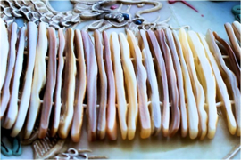 set/10 Large Beads/2-way Dividers: Mother of Pearl Shell - Baroque - 41 mm - Natural