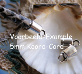 set/2 Draad-Eind/Eind Kap voor 5 mm koord/veter - 12,5x7 mm - Antiek Zilver Kleur