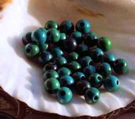 set/10 kralen: Prachtig Echt CHRYSOCOLLA - Rond -  4,5 mm - Groen Turquoise Azuurblauw