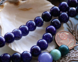 set/6 beads: Dragon Scale Agate - Round - 8 mm - Velvet Purple