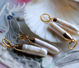 1 Pendant: Freshwater Pearl - 35-36 mm - Gold tone