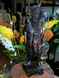Handmade Antique Wooden Statue of an Asian wise man