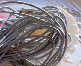 Leather Cord: per 1 meter length - 1,5 mm across - Black or Brown or White or Gray