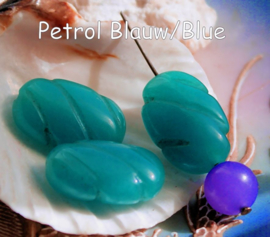 1 Prachtige Kraal: echte JADE - Ovaal - 23x15 mm - Roze of Petrol Blauw