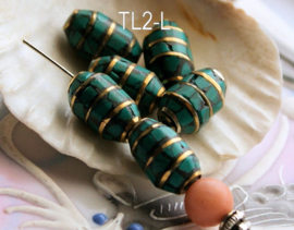 1 handmade Tibetan Bead: Brass with Turquoise (and Lapis Lazuli) - various options - TL2