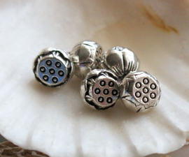 set/2 Spacer Charms: Lotus - 9x8 mm - Antique Silver or Bronze tone Metal