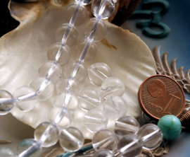 set/5 beads: real Crystal Quartz - Round - 8 mm