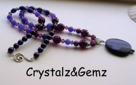 C&G Collier: Paars & Violet Agaat - Jade - Czech Glass