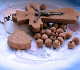 Large Pendant: Vintage French Wooden Rosary Crucifix (set)