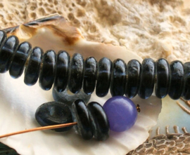 set/10 Annular TRADE BEADS from Ghana - approx 12 mm - Dark Purple