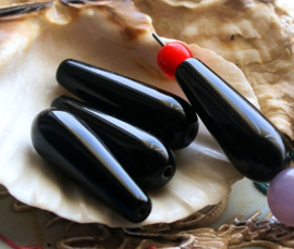 1 Bead/Pendant: Onyx-Agate - 30x10 mm - Black