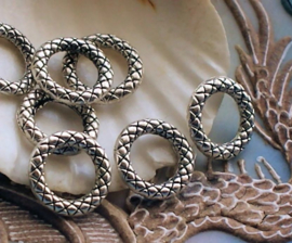 set/8 Charms/Dividers/Connectors: Ring Bali Decoration - 13 mm - Antique Silver Tone