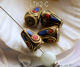 1 handmade Tibetan Kraal: Brass with real Lapis Lazuli and/or Turquoise & Coral  - var. options - LTK2