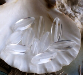 set/10 Beads: CZECH GLASS - Oval - 15 mm - Crystal