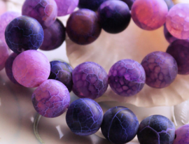 set/4 beads: Dragon Scale Agate - Round - 12 mm - Frost - Violet Purple