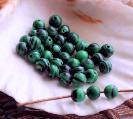 set/8 beads: real Malachite - Round - 4 mm - Green