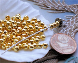 set/50 Beads: Spacer Round - 3 mm - Gold Tone Metal Look