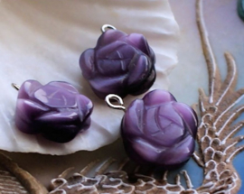 1 Catseye Charm: Rose - 18x15 mm - Purple