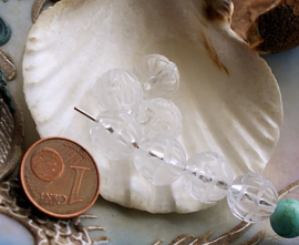 set/3 beads: real Crystal Quartz - LOTUS Flower - 10 mm