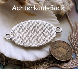 1 Grote Hanger/Tussenstuk voor Cabochon(s) - 41x22 mm - Antiek Zilver Kleur