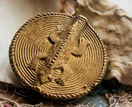 AFRICA: 1 large handmade Ashanti Lizard Bead - Brass - 40 mm