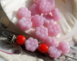 set/5 Old Bohemian Beads - Flower - Glass - 8x4 mm