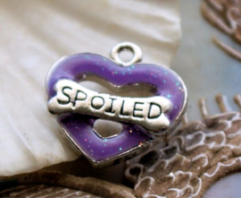 1 Enamel Charm: Heart - SPOILED - 21x20 mm - Purple Glitter