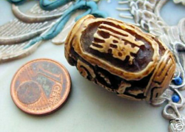 BONE: 1 Beautiful large Bead with Chinese Decoration - 26x17 mm