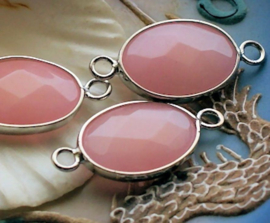 1 Hanger/Tussenstuk: Facet Jade in Lila/Grijs of Roze of Champagne of Bordeaux - 32x16 mm