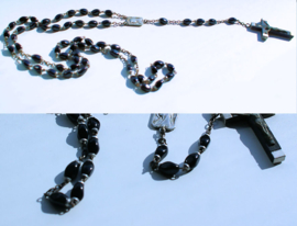 Antique Memorial Rosary from Lourdes France (with ashes) - Black