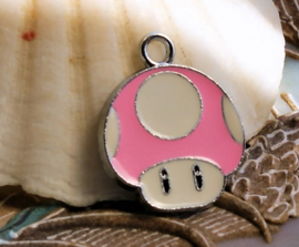 1 Enamel Charm: MARIO - Super/1 UP/Mini Mushroom - 24 mm