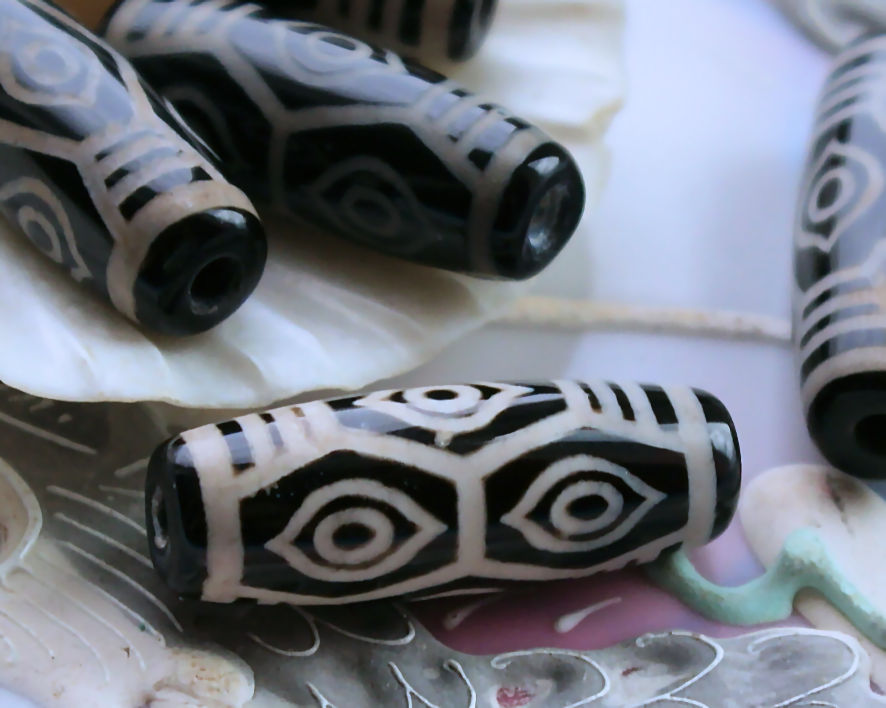 1 Grote Tibetaanse DZI Gebedskraal: Eye Bead - Agaat - ca 30 mm lang