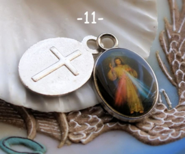 1 Hanger: Icoon - Maria Jezus Religieus - 25 mm - Antiek Zilver Kleur - Opties 11-M