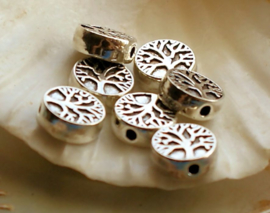 1 bead: Tree of Life - Coin - 9 mm - Antique Silver or Bronze tone Metal