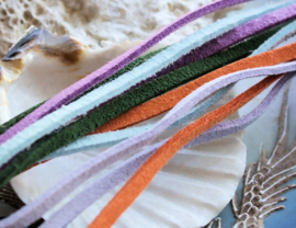 Faux Suede Cord - 1 meter length - 3x1 mm - Violet-Purple or Lilac or Orange or Light Blue or Moss Green