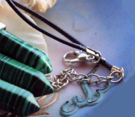 Pendle Pendant on Satin Cord Necklace: Malachite - approx 40 mm