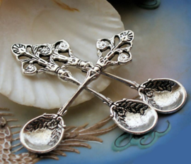 1 Pendant: Tea Spoon - 60 mm - Antique Silver tone Metal