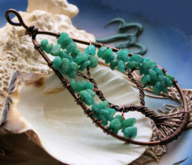 Pendant: Tree of Life - Amazonite or Labradorite or Turquoise Howlite & Copper -  63 mm or 79 mm