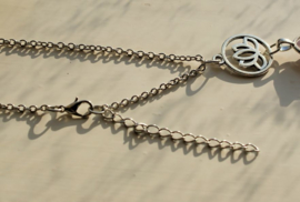 Ketting met Pendel-Hanger & Lotus: Amethist - circa 64 mm lang - L/M