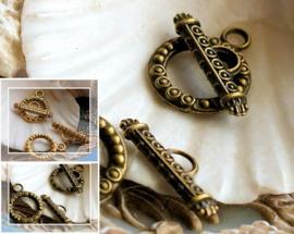 1 Toggle Clasp - Bali Style - 20 mm - Brass/Gold or Bronze tone
