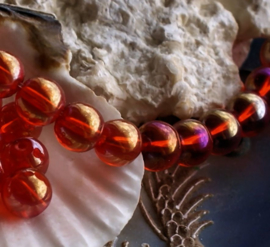 set/15 Beads: Glass - Round - 8 mm - Ruby Red AB