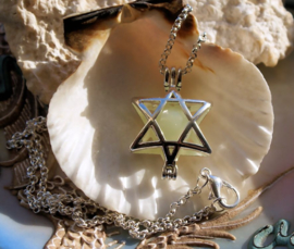 Hangertje aan Ketting: Hexagram/Davidster - Zilver kleur 