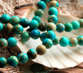 set/* beads: Sediment Jasper - Round - 6 or 8 mm - Aqua Turquoise or Lapis Cobalt Blue or Peridot Apple Green