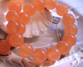 set/2 large beads: Agate - Round - 12 mm - Salmon/Orange
