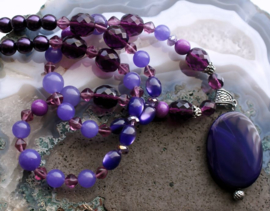 C&G Gemstone Necklace: Purple & Violet Agate - Jade - Czech Glass