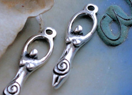 set/2 charms: Mother Goddess - 28x7 mm -  Antique Silver tone